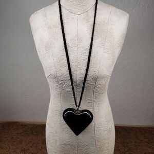 Vintage Royal Copenhagen Denmark Danish Waterways Marked Heart Pendant Necklace